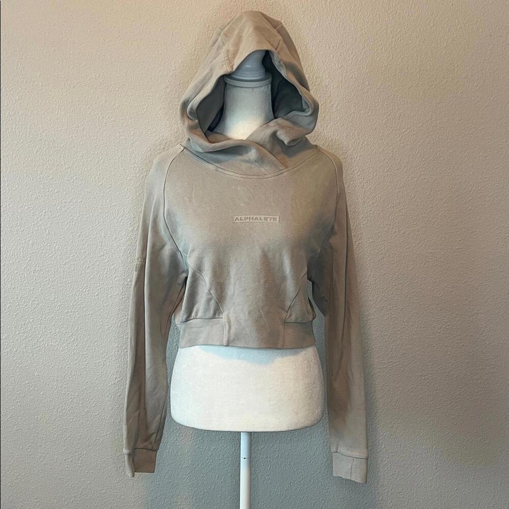 Alphalete Identity Cropped Hoodie Beige Size XS